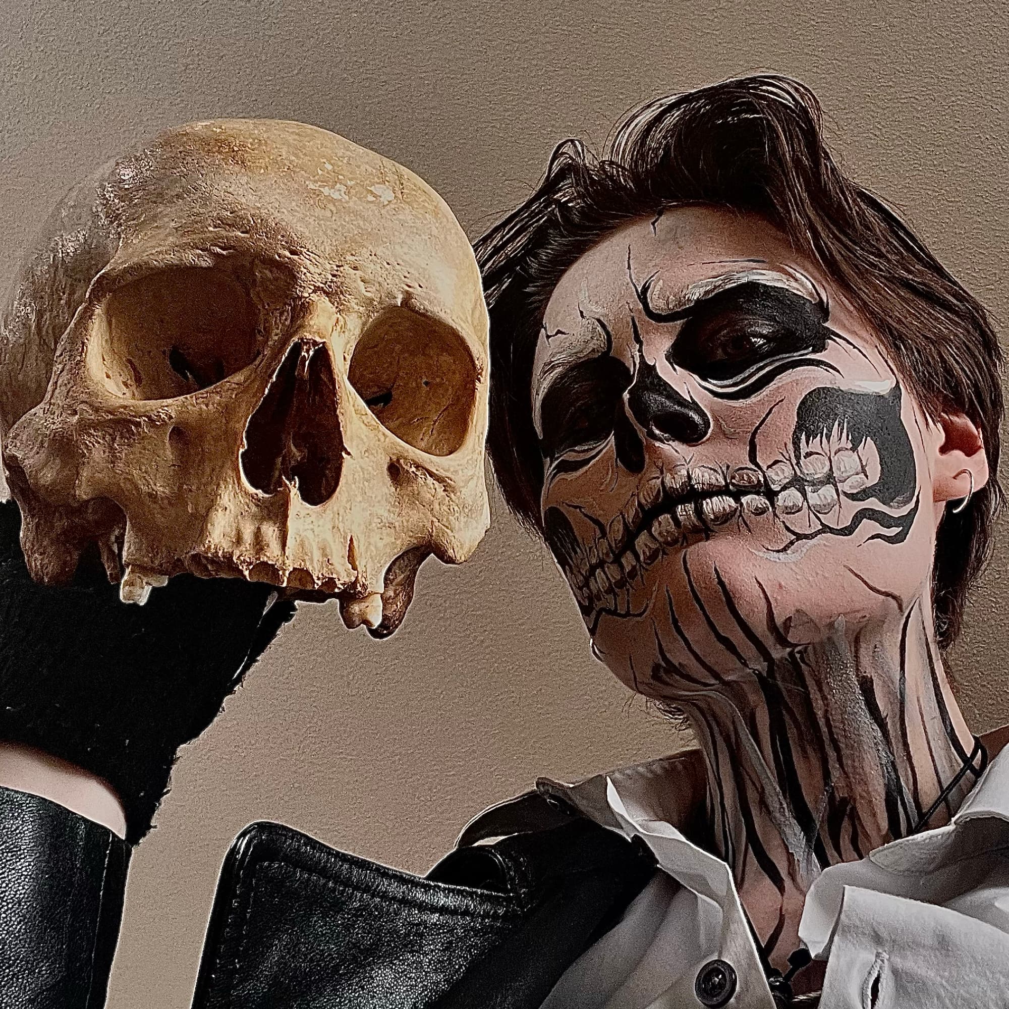 Skull makeup cosplay photoshoot cover