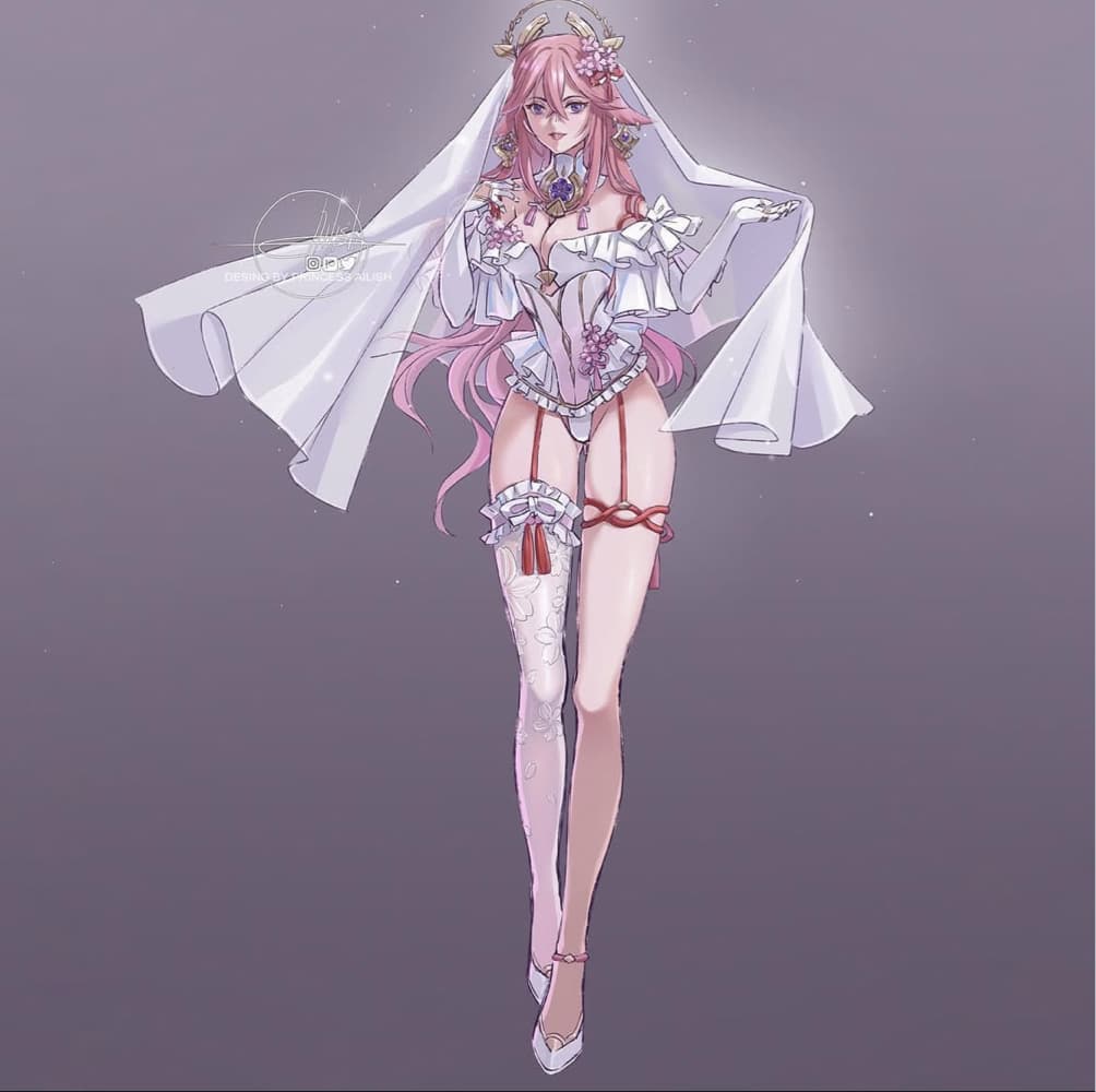 Bride Yae Miko - Genshin Impact cosplay photoshoot cover