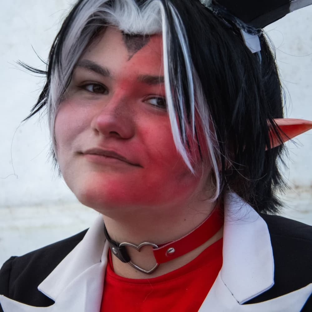 Blitzø  - Helluva Boss cosplay photoshoot cover