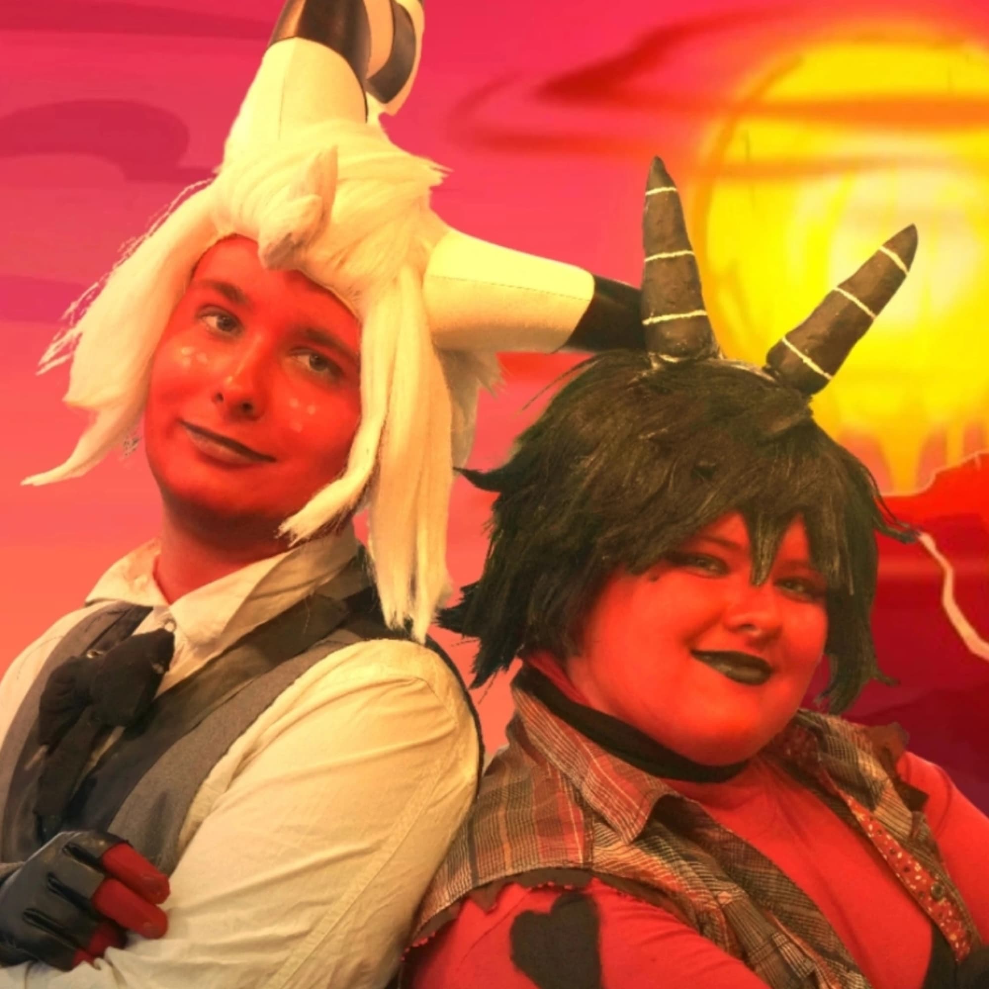 Moxxie & Millie West - Helluva Boss cosplay photoshoot cover